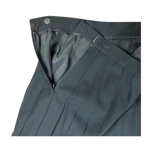 Austin Reed Vintage Pleated Black Wool Midi Skirt Size 10 29" - Picture 6 of 9